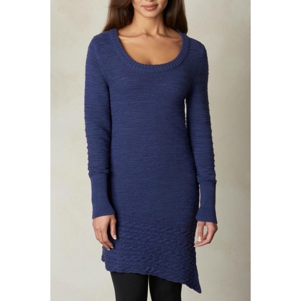 prAna Blue Felicia Cable Knit Tunic Sweater
